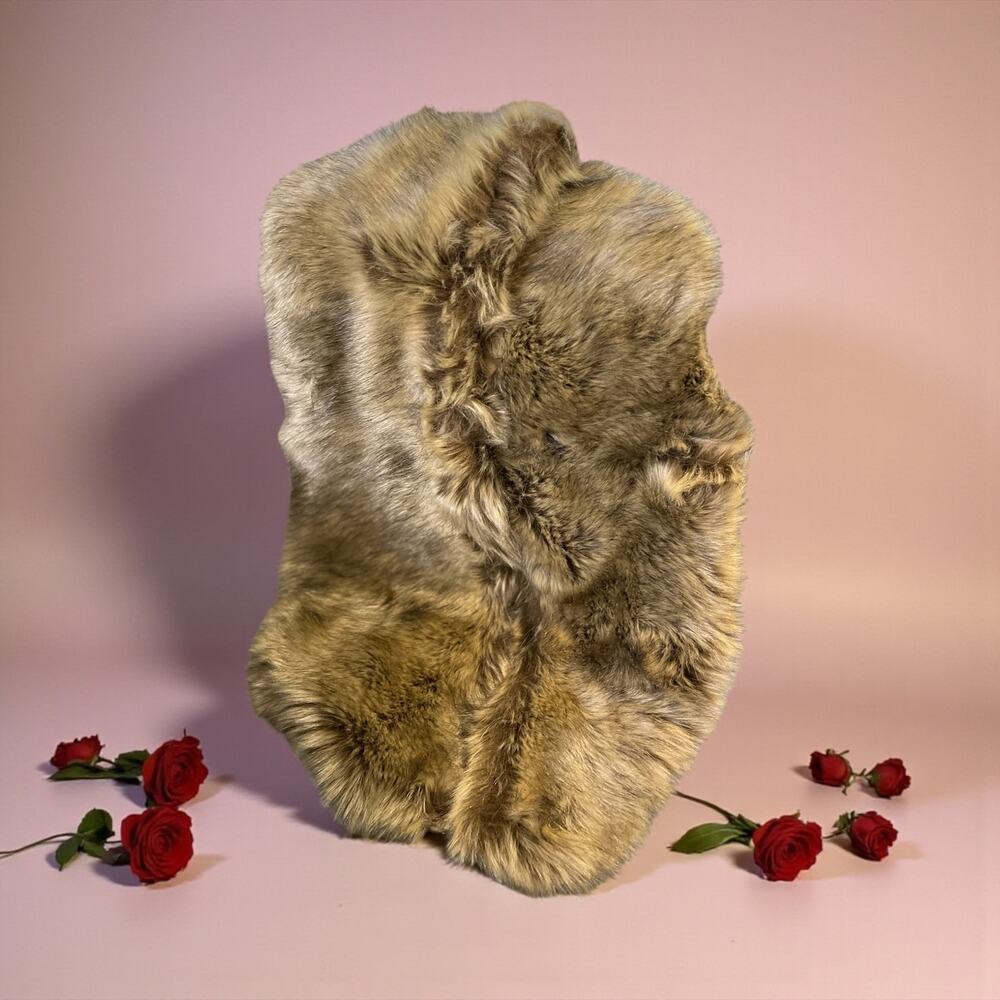 BABEYOND Faux Fur Stole Brown Long shoulder Shawl Glam Neck Warmer NEW - Picture 3 of 6
